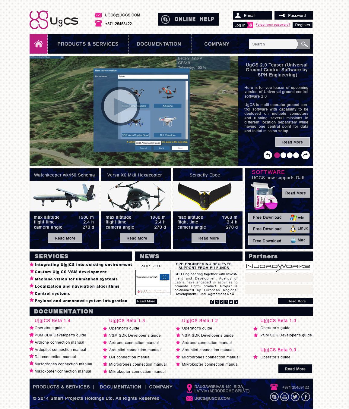Сайт продукта Universal ground control software - дизайнер webgio320