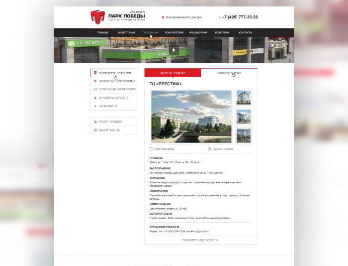 Сайт компании по консалтингу торговых объектов - дизайнер treewooq
