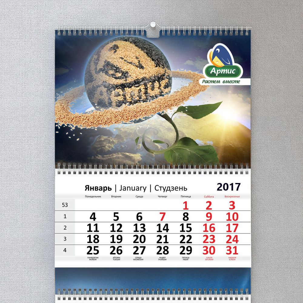 Иллюстрация для 2017 Корпоративные календари трио и домик  - дизайнер Tatiana67