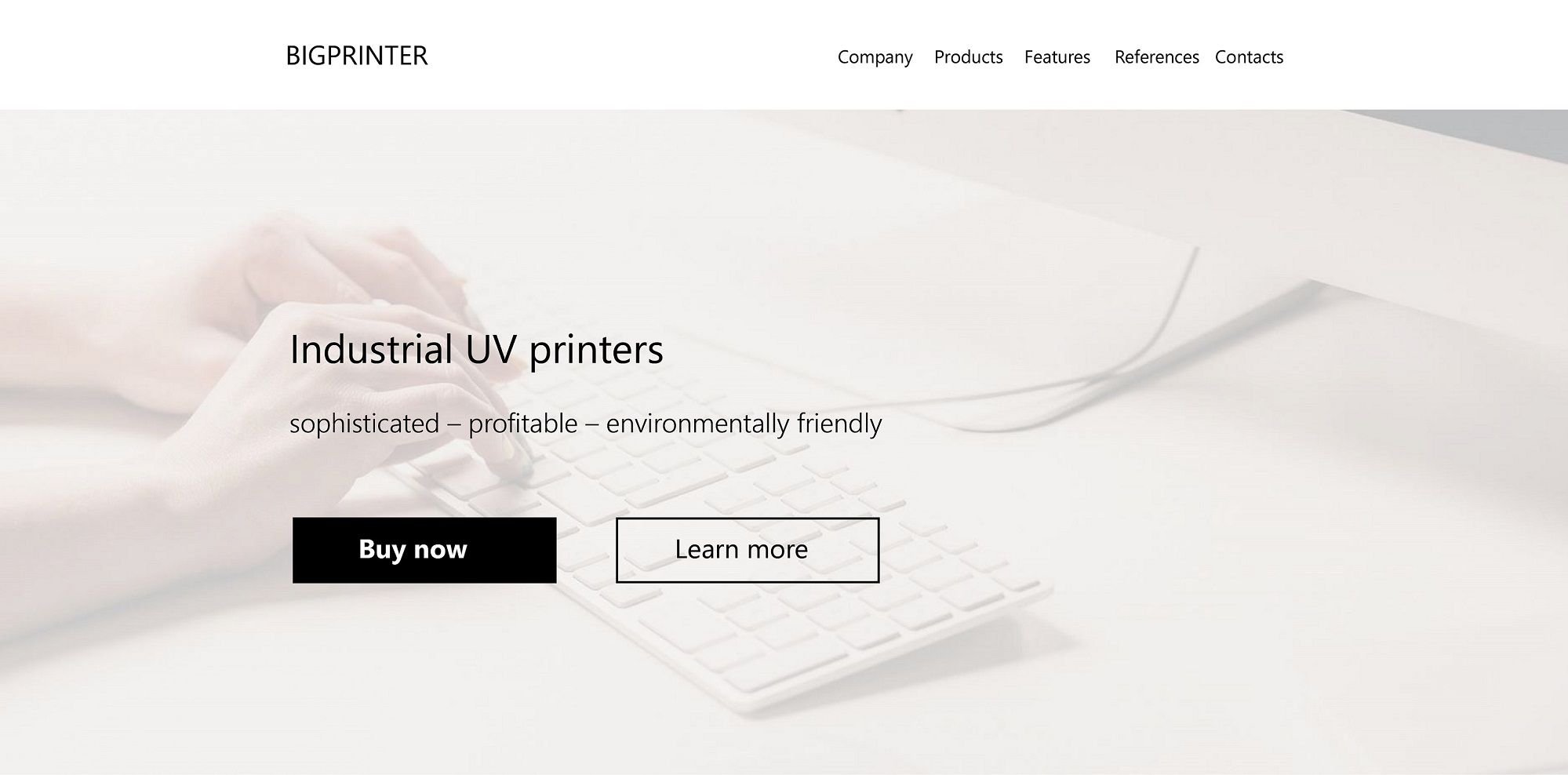 Веб-сайт для BIGPRINTER industrial UV printers - дизайнер jane_b