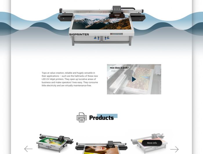 Веб-сайт для BIGPRINTER industrial UV printers - дизайнер moralistik