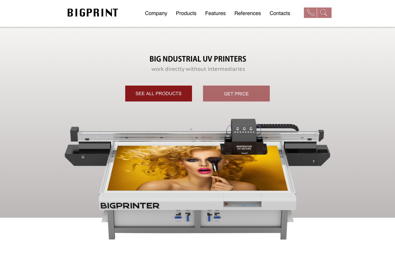 Веб-сайт для BIGPRINTER industrial UV printers - дизайнер OsKa