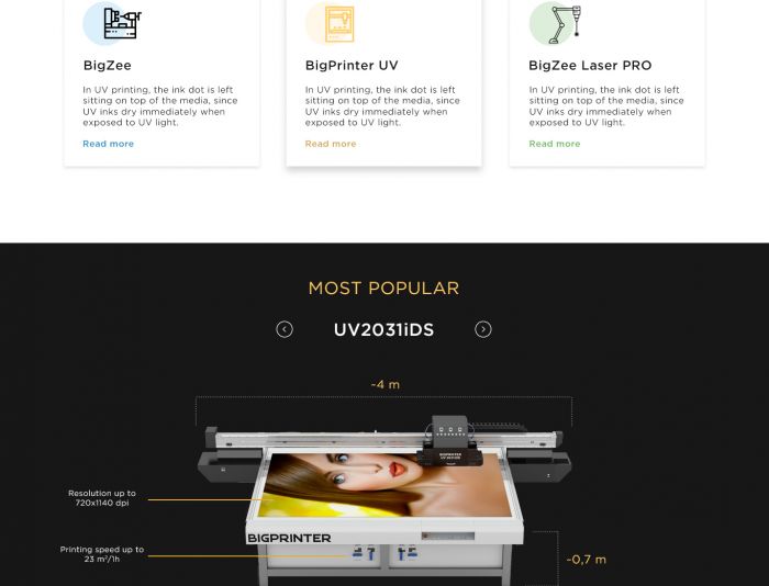 Веб-сайт для BIGPRINTER industrial UV printers - дизайнер romlinsdb