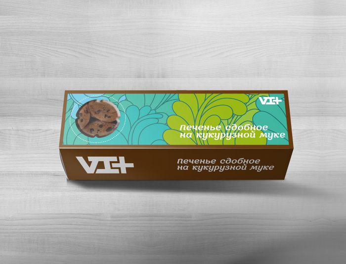 Упаковка сдобного безглютенового печенья марки Vi+ - дизайнер funkielevis