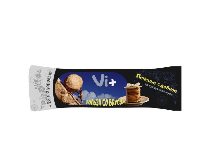 Упаковка сдобного безглютенового печенья марки Vi+ - дизайнер Tenany