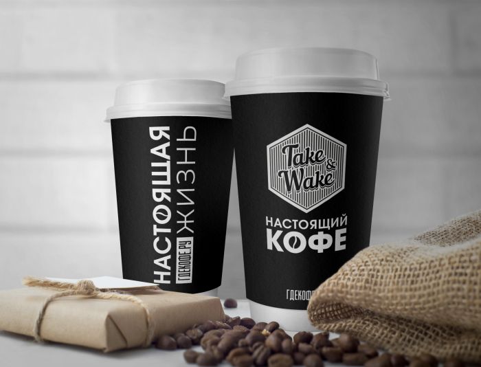Новый стиль федеральной сети кофеен Take and Wake - дизайнер LogoPAB