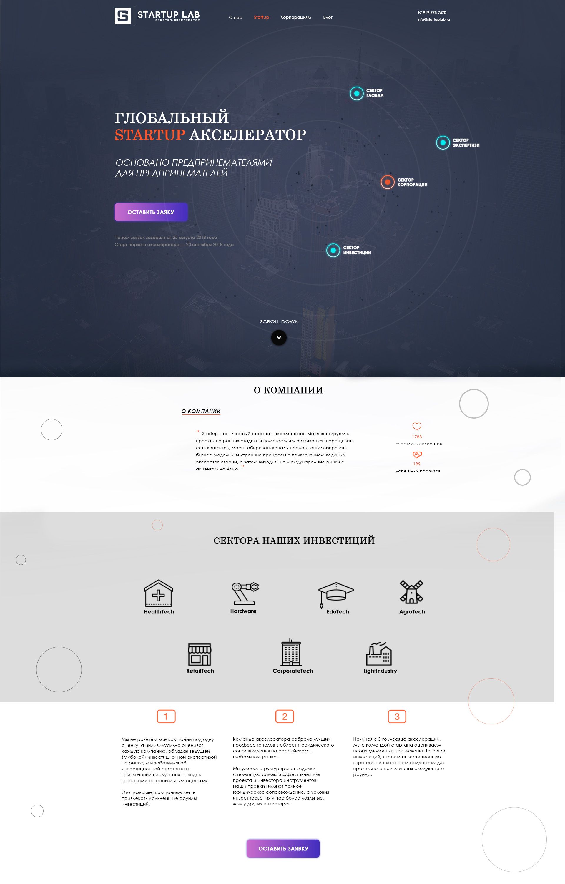 Веб-сайт для Startup-Lab.ru - дизайнер ArtemS