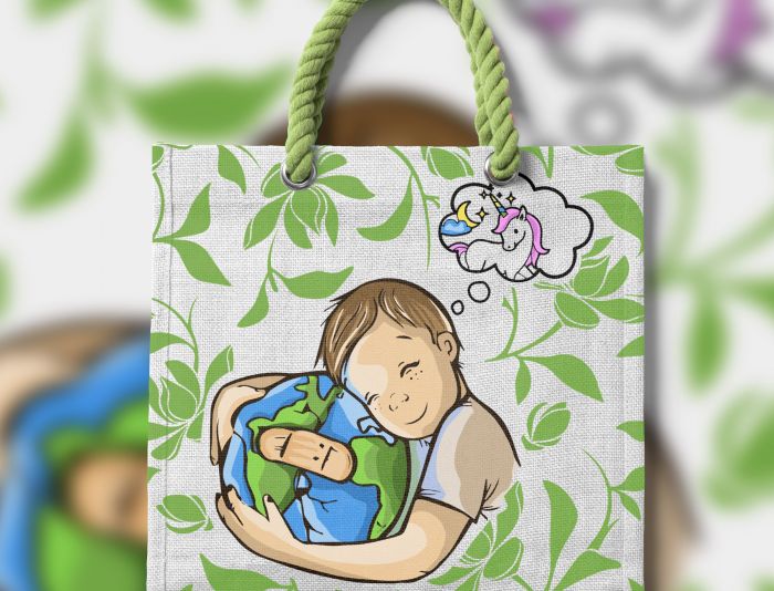 Иллюстрация для Разработка эко-сумки на детский конкурс - дизайнер Dots