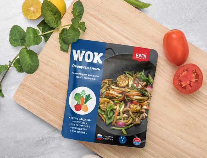 Упаковка замороженных овощных смесей(Овощи WOK) - дизайнер Vebjorn