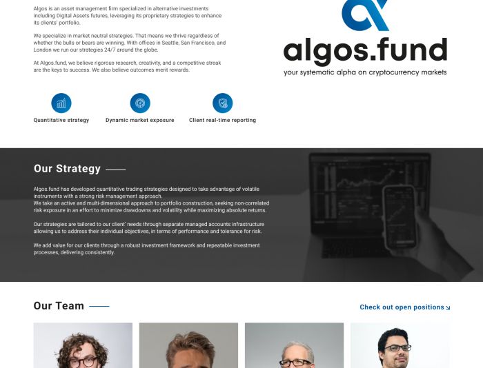 Landing page для algos.fund - дизайнер aawwsup