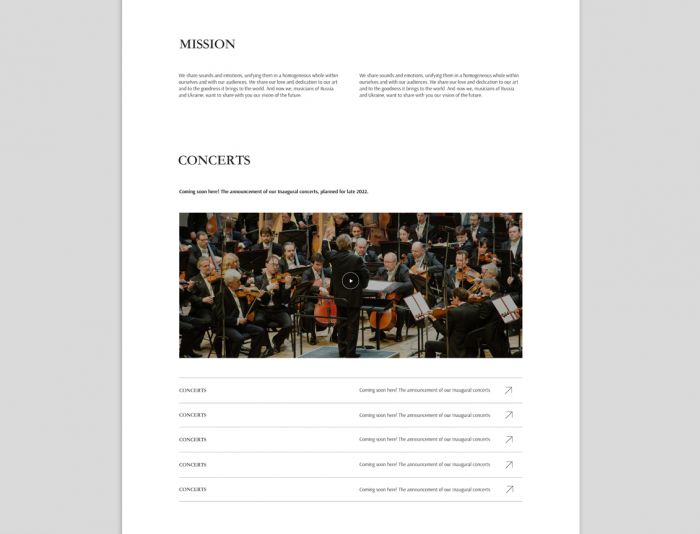 Landing page для Landing page для нового оркестра - дизайнер anna19