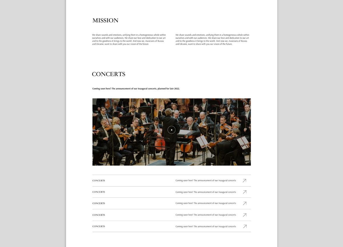 Landing page для Landing page для нового оркестра - дизайнер anna19