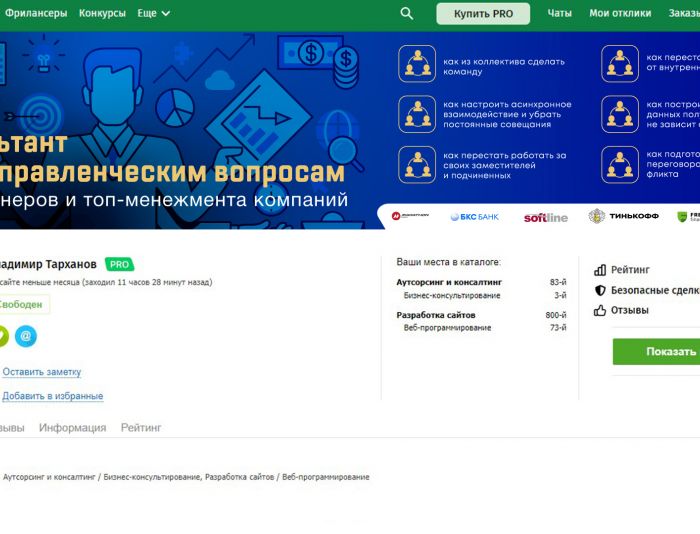 Обложка для профиля ПРО фрилансера на FL.ru - дизайнер SmolinDenis