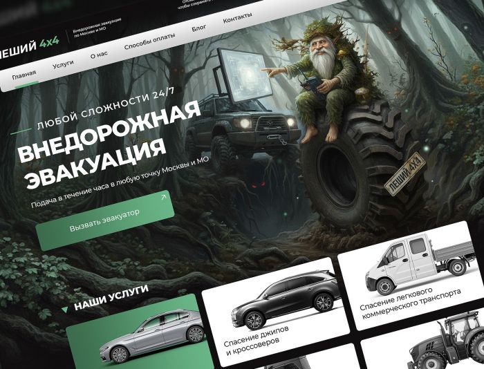 Landing page для Дизайн главной для вне дорожной эвакуации авто. - дизайнер caffein