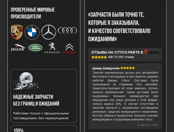 Landing page для Cityco parts - дизайнер bashkyrenok